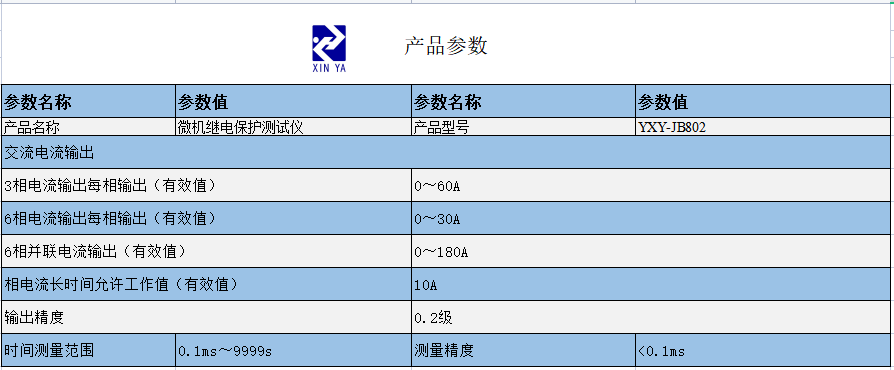 YXY-JB802 微机继电保护测试仪 参数图 1