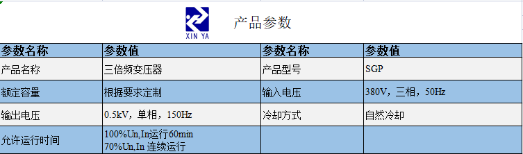 SGP三倍频变压器 参数图 1
